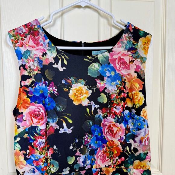 Stella Parker Floral Dress Size 14 Cutout Back Knee Length Colorful - Picture 4 of 7